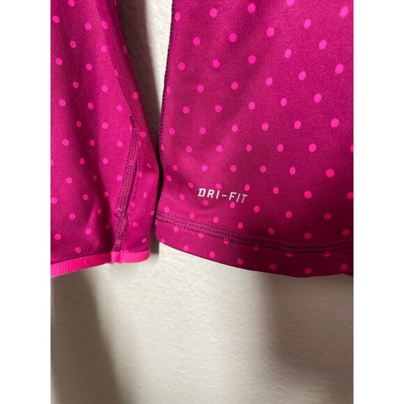Nike Pro 1/2 Half Zip Long Sleeve Shirt Polka Dot Pink Small Womens Dri-Fit - Picture 5 of 8